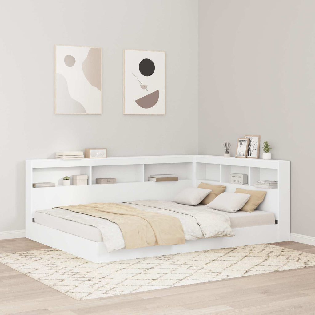 vidaXL Zagłówek do przechowywania Biały 140 cm Materiał drewnopochodny