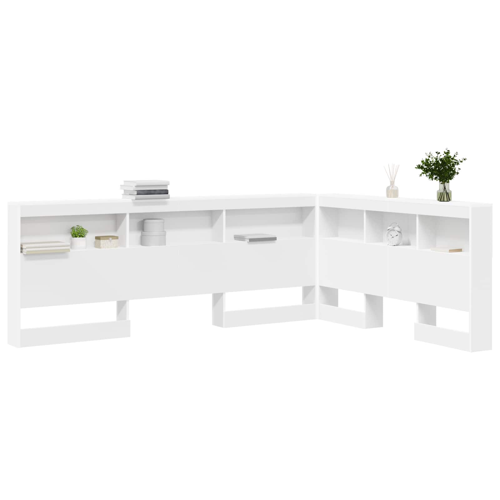 vidaXL Zagłówek do przechowywania Biały 140 cm Materiał drewnopochodny