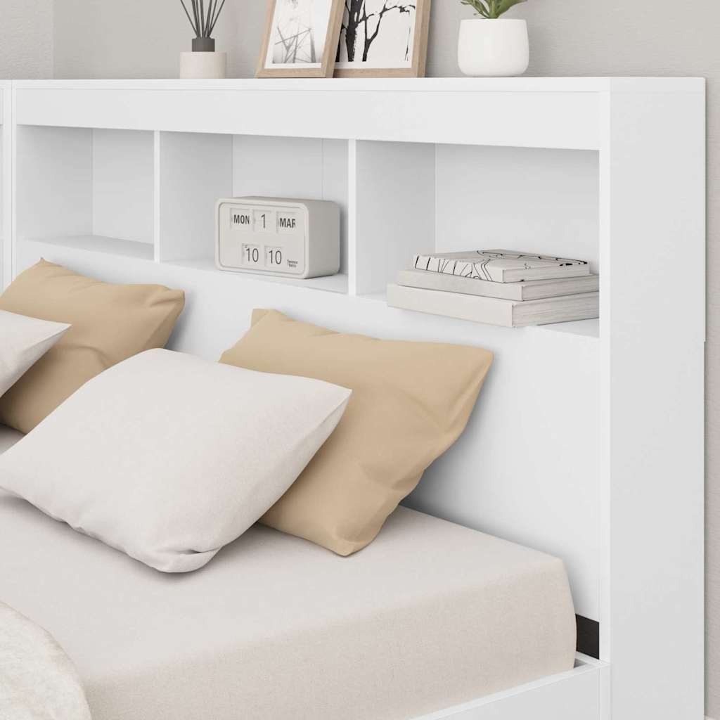 vidaXL Zagłówek do przechowywania Biały 150 cm Materiał drewnopochodny