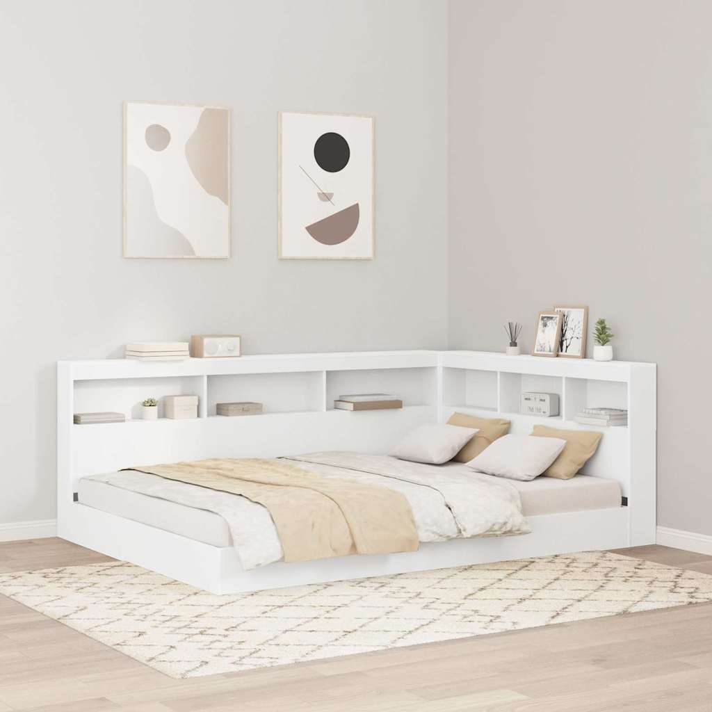 vidaXL Zagłówek do przechowywania Biały 150 cm Materiał drewnopochodny