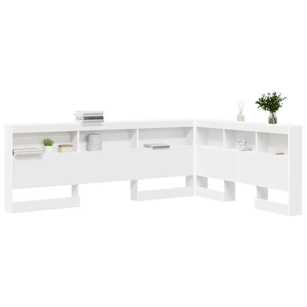 vidaXL Zagłówek do przechowywania Biały 150 cm Materiał drewnopochodny