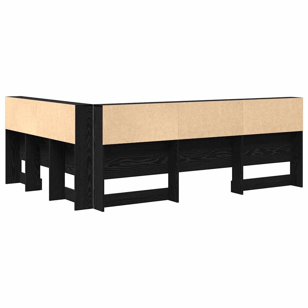 vidaXL Zagłówek do przechowywania z półką Czarny Dąb 160 cm