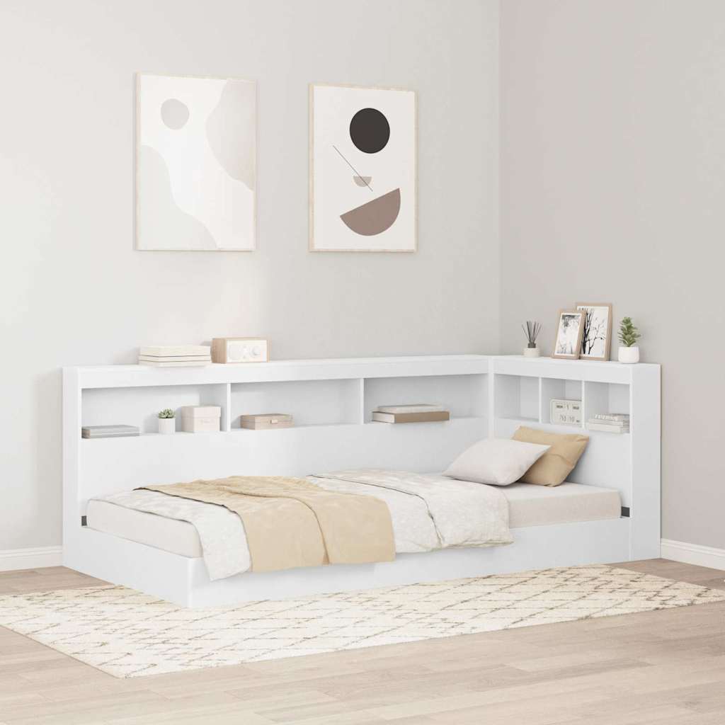 vidaXL Zagłówek do przechowywania Biały 90 cm Materiał drewnopochodny