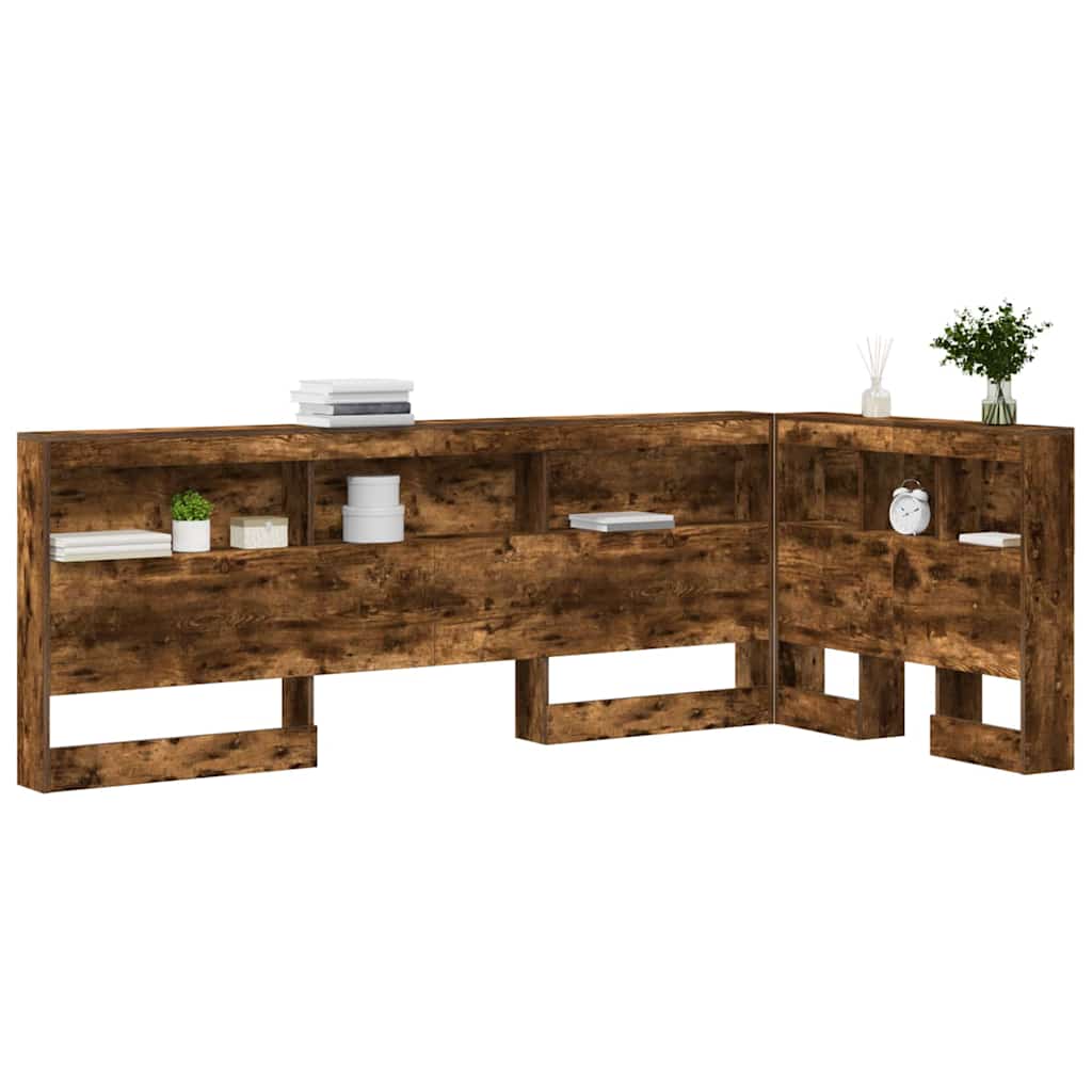 vidaXL Zagłówek do przechowywania z półką Dąb wędzony 90 cm