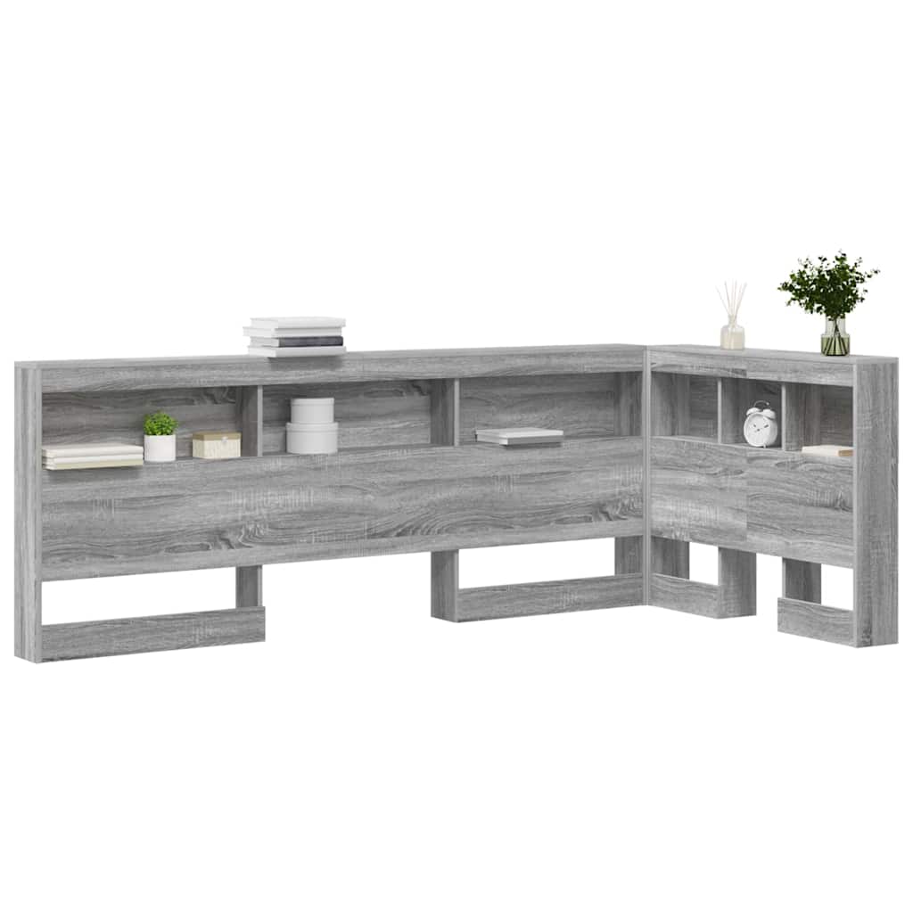 vidaXL Zagłówek do przechowywania z półką Szary Sonoma 90 cm