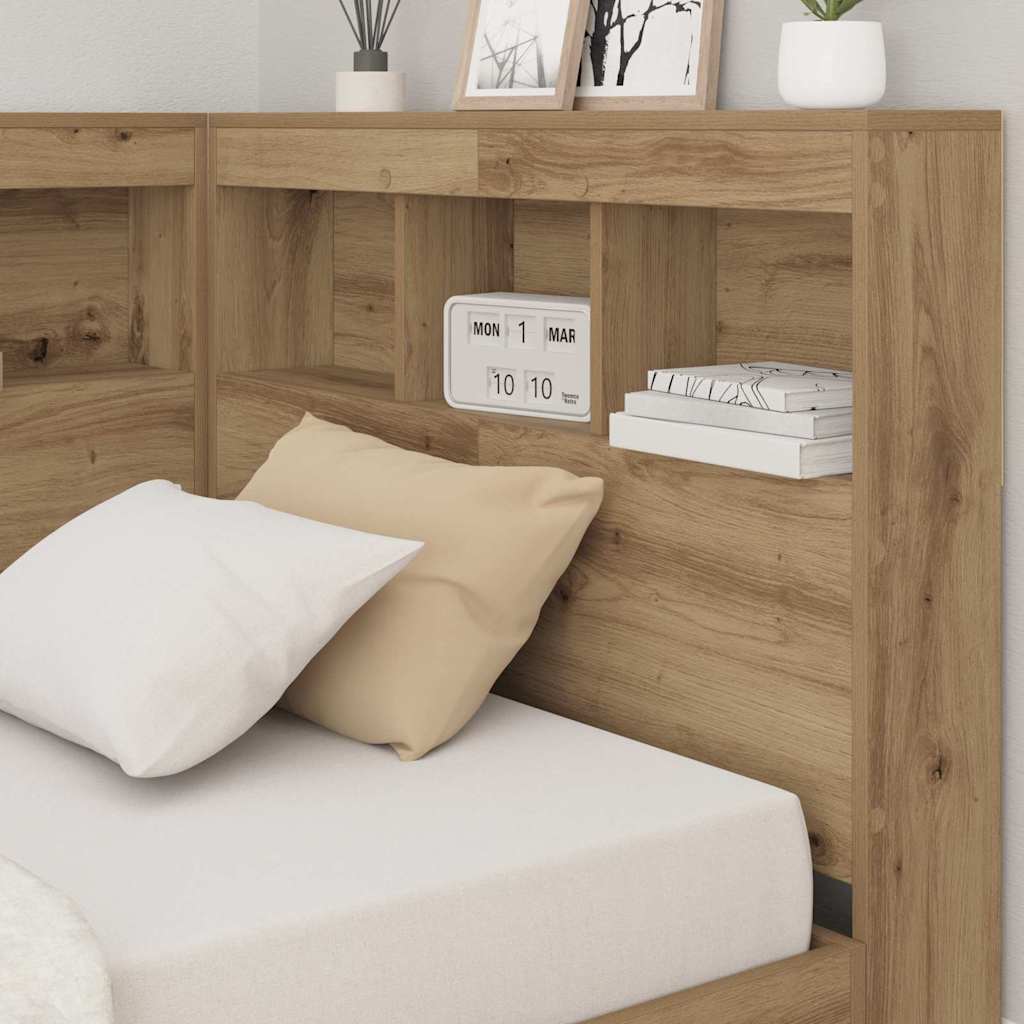 vidaXL Zagłówek do przechowywania z półką Dąb rzemieślniczy 90 cm