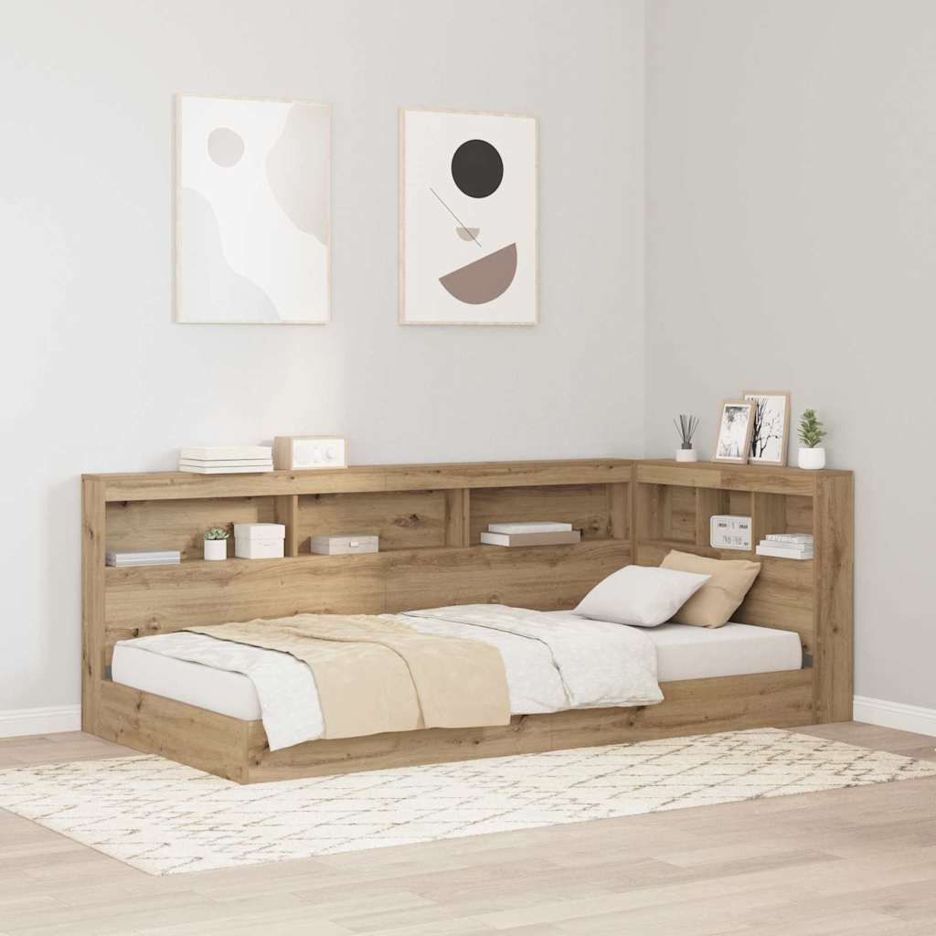 vidaXL Zagłówek do przechowywania z półką Dąb rzemieślniczy 90 cm