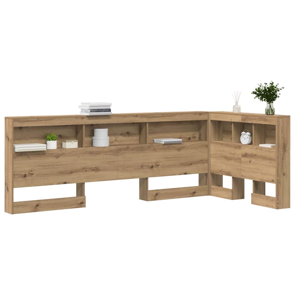 vidaXL Zagłówek do przechowywania z półką Dąb rzemieślniczy 90 cm