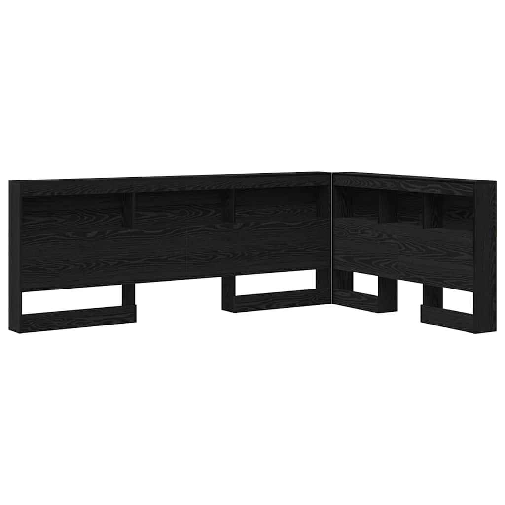 vidaXL Zagłówek do przechowywania Czarny Dąb 207,5 x 137,5 x 76,5 cm