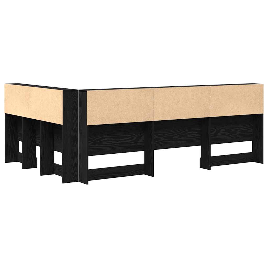 vidaXL Zagłówek do przechowywania Czarny Dąb 207,5 x 137,5 x 76,5 cm