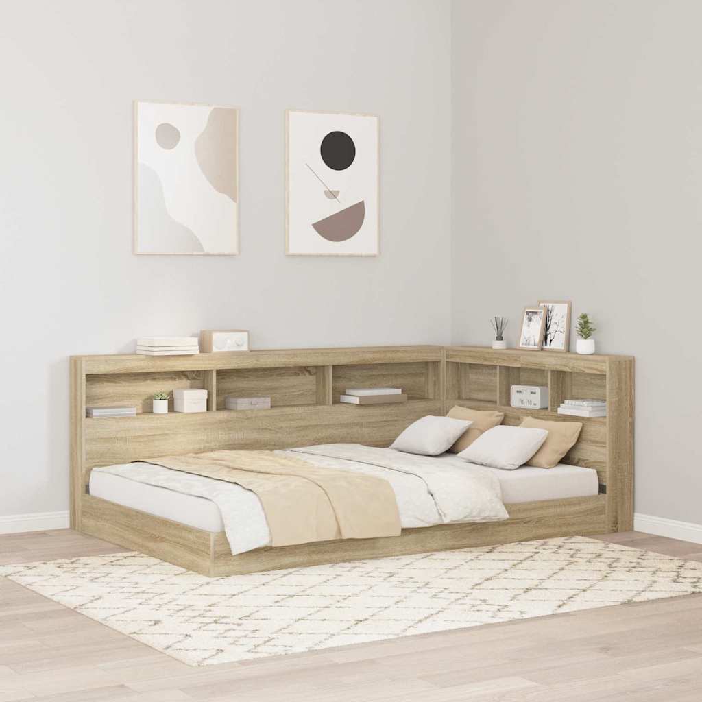 vidaXL Zagłówek do przechowywania Dąb Sonoma 207,5 x 137,5 x 76,5 cm