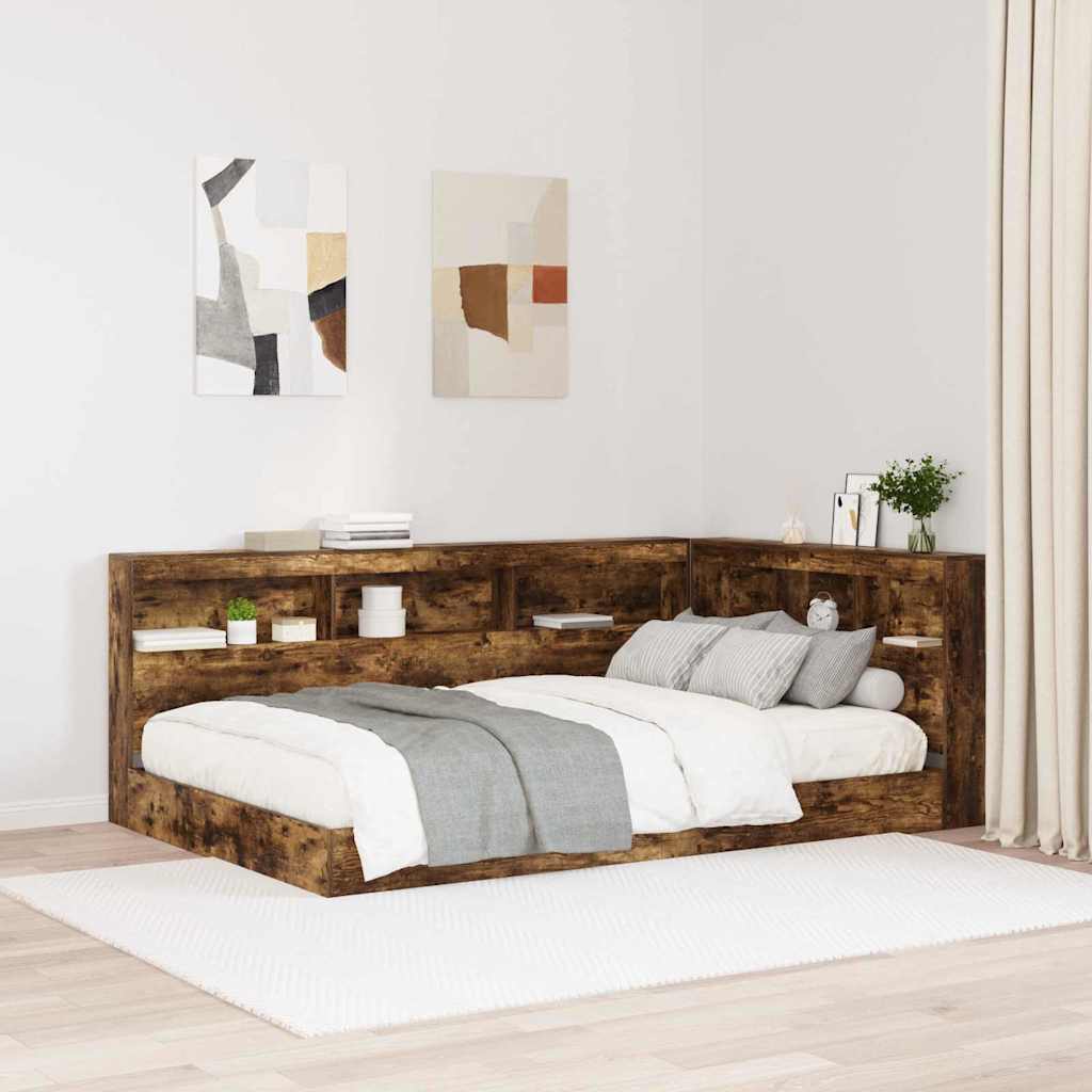 vidaXL Zagłówek do przechowywania Dąb wędzony 207,5 x 137,5 x 76,5 cm