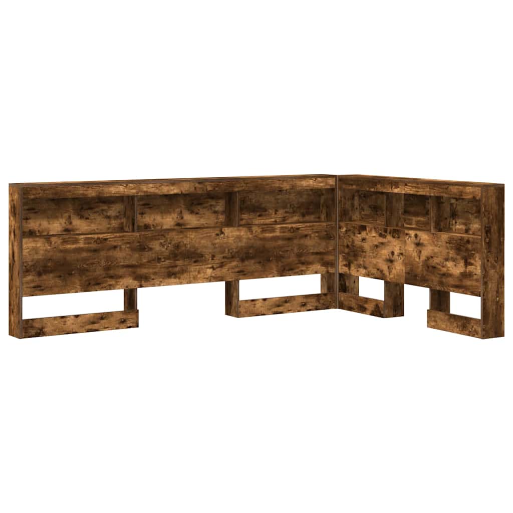vidaXL Zagłówek do przechowywania Dąb wędzony 207,5 x 137,5 x 76,5 cm