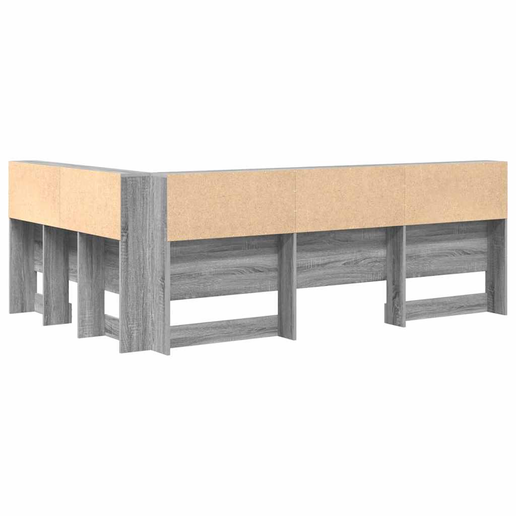 vidaXL Zagłówek do przechowywania Szary Sonoma 207,5 x 137,5 x 76,5 cm