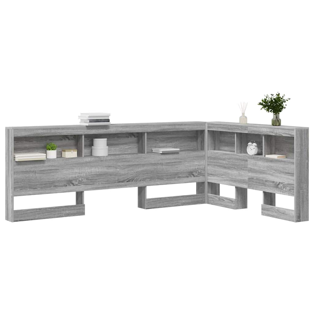 vidaXL Zagłówek do przechowywania Szary Sonoma 207,5 x 137,5 x 76,5 cm