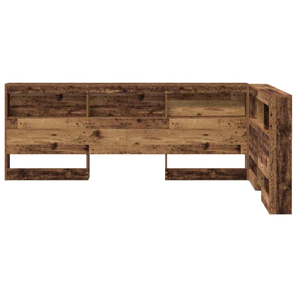 vidaXL Zagłówek do przechowywania Stare drewno 207,5 x 137,5 x 76,5 cm