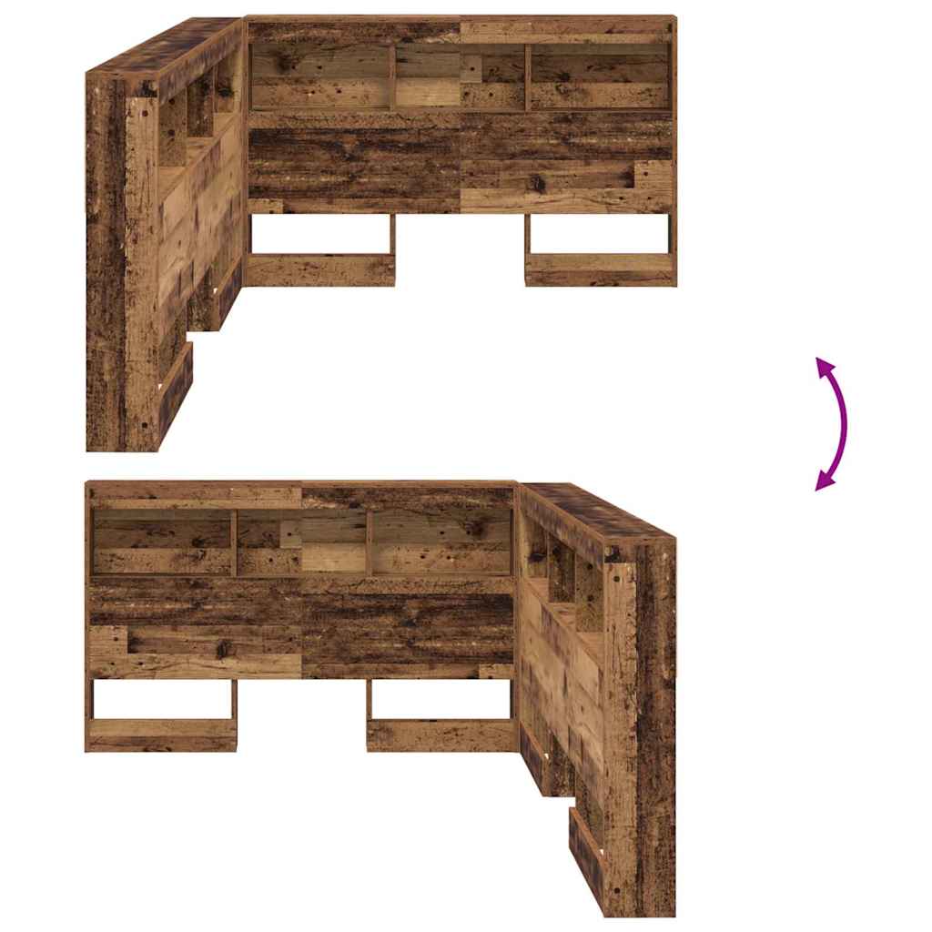vidaXL Zagłówek do przechowywania Stare drewno 207,5 x 137,5 x 76,5 cm