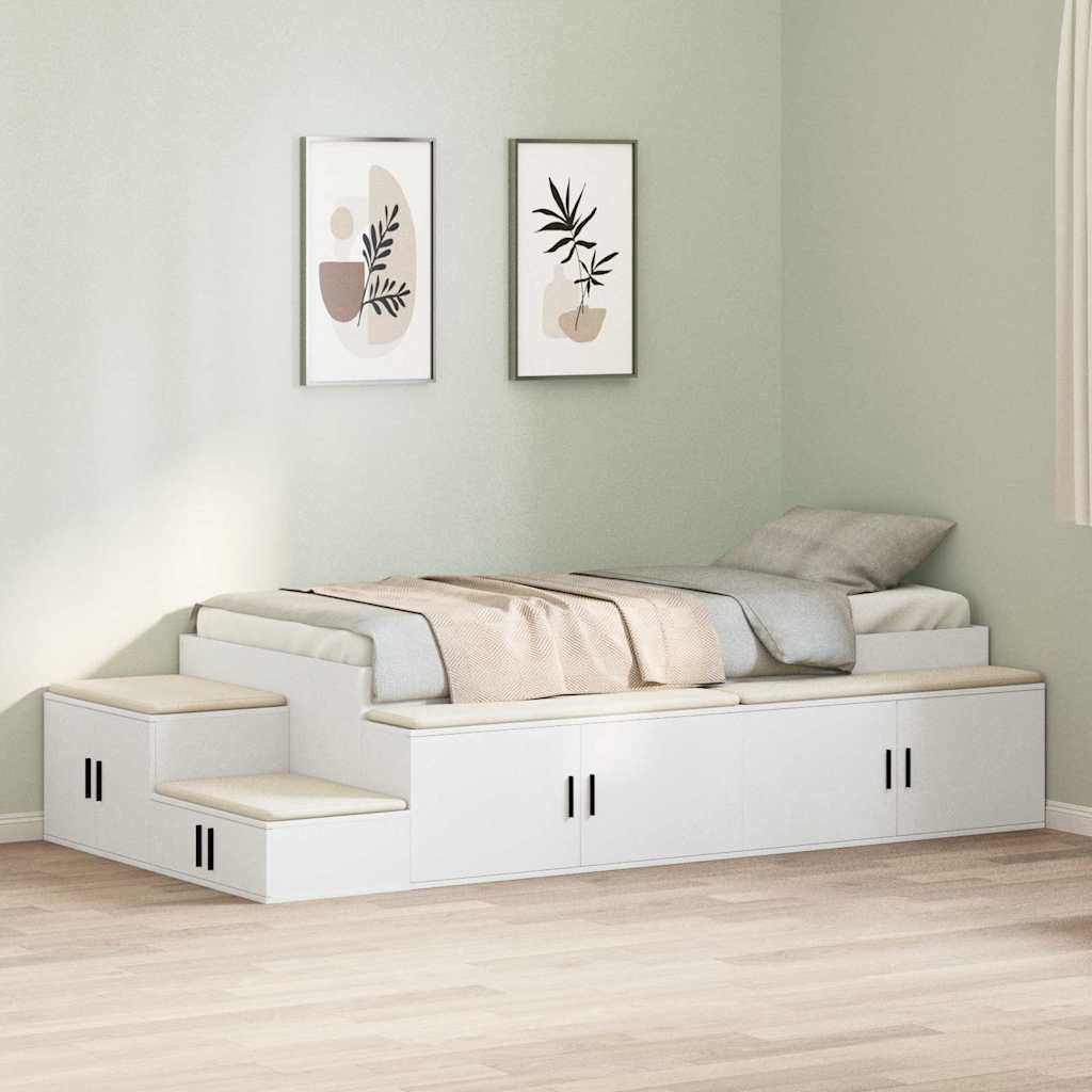 vidaXL Rama łóżka z miejscem na przechowywanie Biały 80 cm