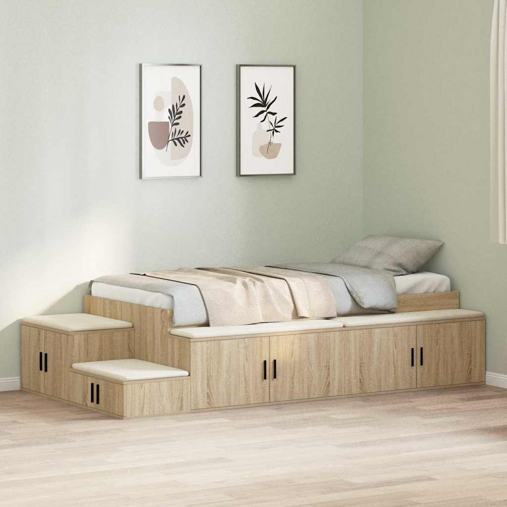 vidaXL Rama łóżka z miejscem na przechowywanie Dąb Sonoma 80 cm