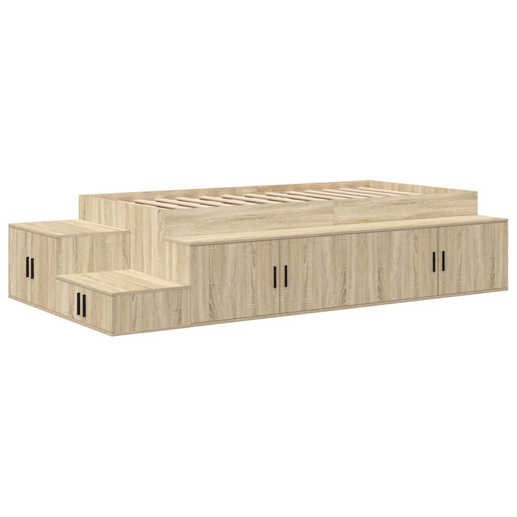 vidaXL Rama łóżka z miejscem na przechowywanie Dąb Sonoma 80 cm