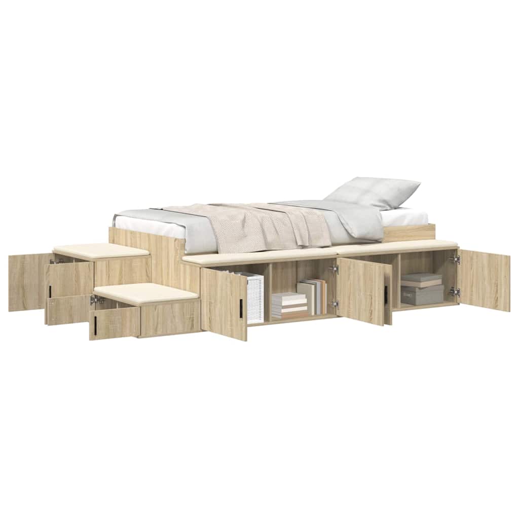 vidaXL Rama łóżka z miejscem na przechowywanie Dąb Sonoma 80 cm
