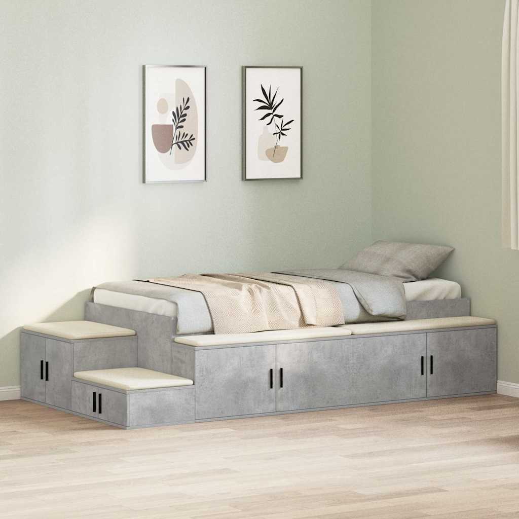 vidaXL Rama łóżka z miejscem na przechowywanie Betonowy szary 80 cm