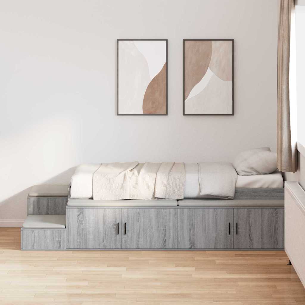 vidaXL Rama łóżka z miejscem na przechowywanie Szary Sonoma 80 cm