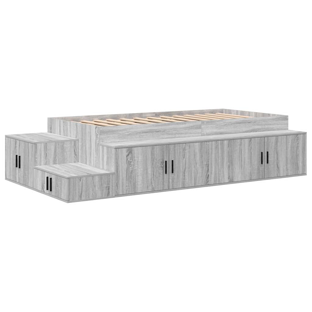 vidaXL Rama łóżka z miejscem na przechowywanie Szary Sonoma 80 cm