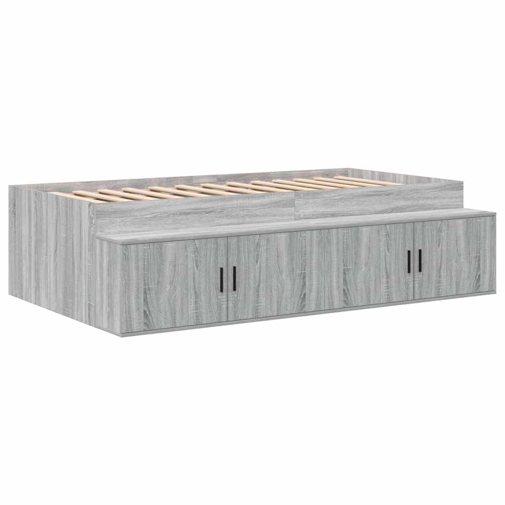 vidaXL Rama łóżka z miejscem na przechowywanie Szary Sonoma 80 cm