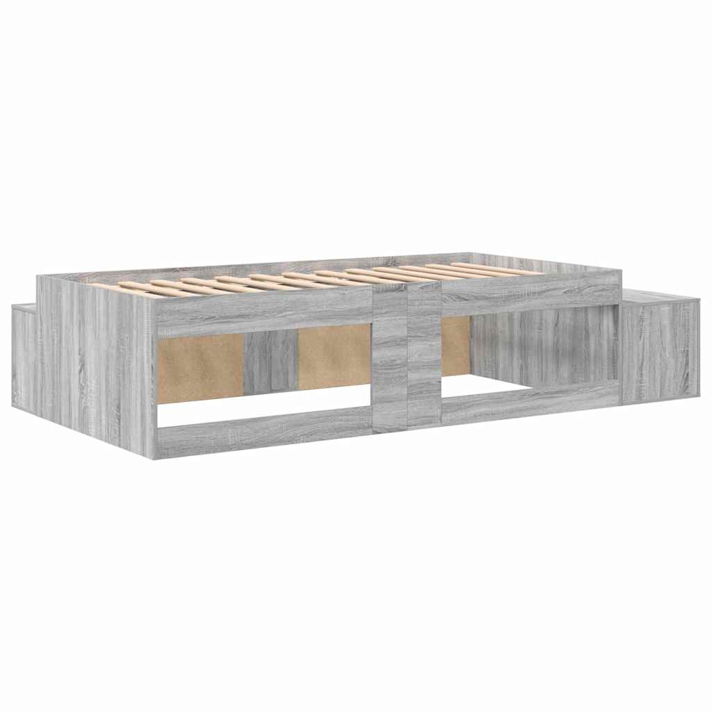 vidaXL Rama łóżka z miejscem na przechowywanie Szary Sonoma 80 cm