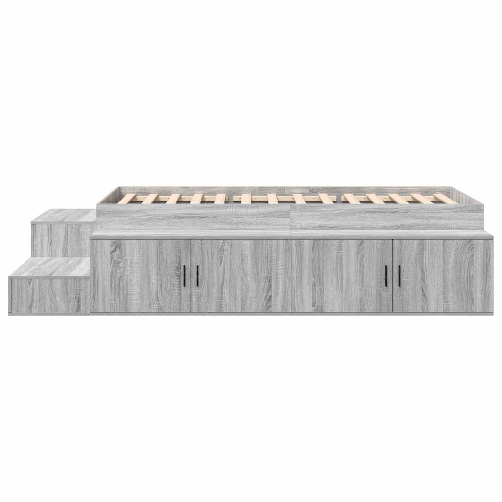 vidaXL Rama łóżka z miejscem na przechowywanie Szary Sonoma 80 cm