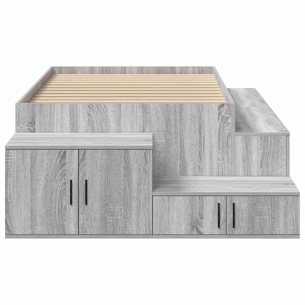 vidaXL Rama łóżka z miejscem na przechowywanie Szary Sonoma 80 cm