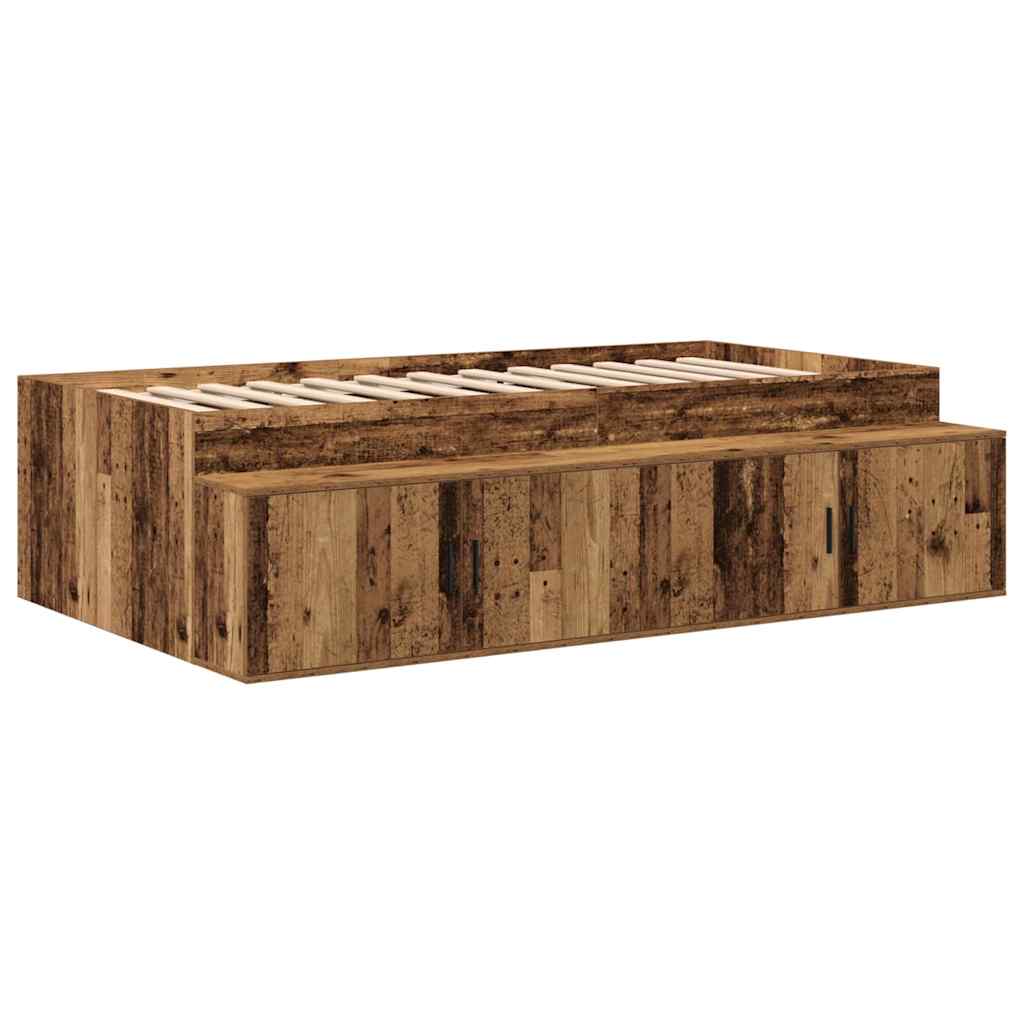 vidaXL Rama łóżka z miejscem na przechowywanie Stare drewno 80 cm