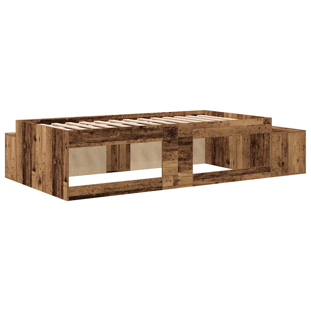 vidaXL Rama łóżka z miejscem na przechowywanie Stare drewno 80 cm