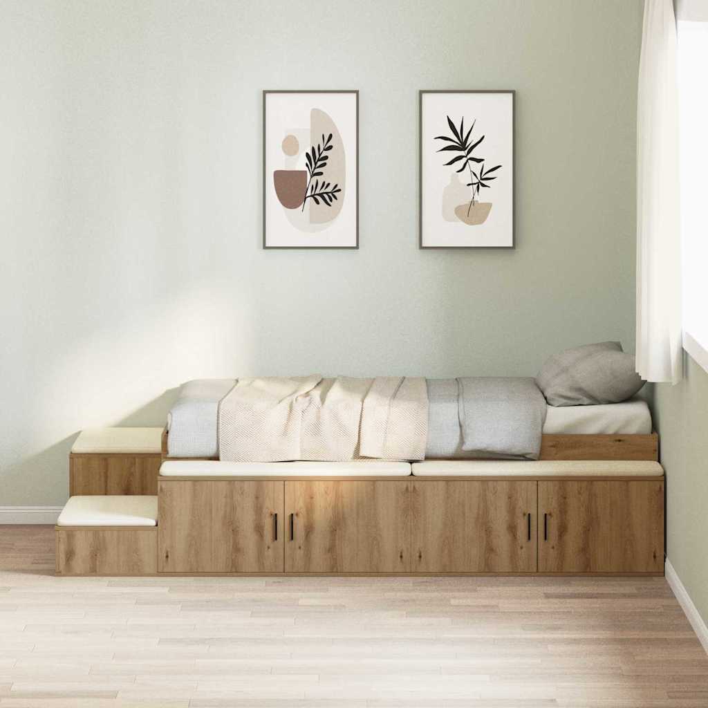 vidaXL Rama łóżka z miejscem na przechowywanie Dąb rzemieślniczy 80 cm