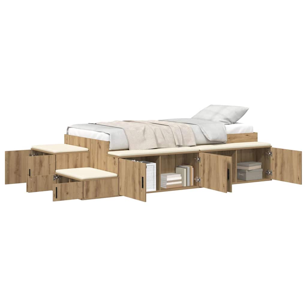 vidaXL Rama łóżka z miejscem na przechowywanie Dąb rzemieślniczy 80 cm