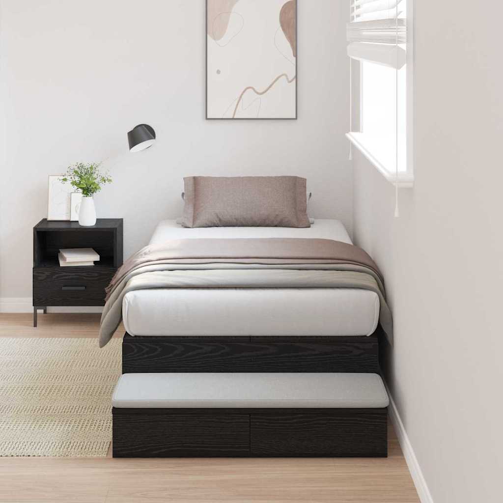 vidaXL Rama łóżka z miejscem na przechowywanie Czarny Dąb 90 cm