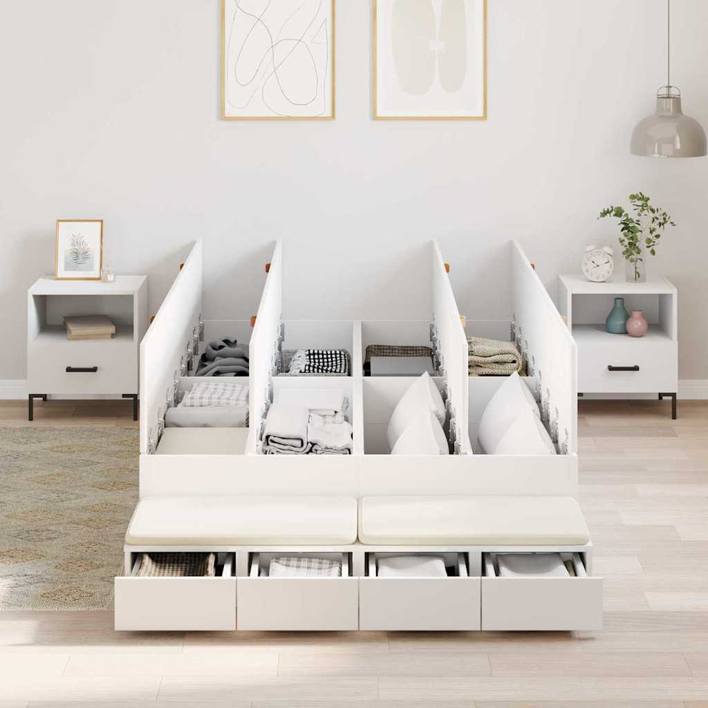 vidaXL Rama łóżka z miejscem na przechowywanie z szufladą Biały 120 cm