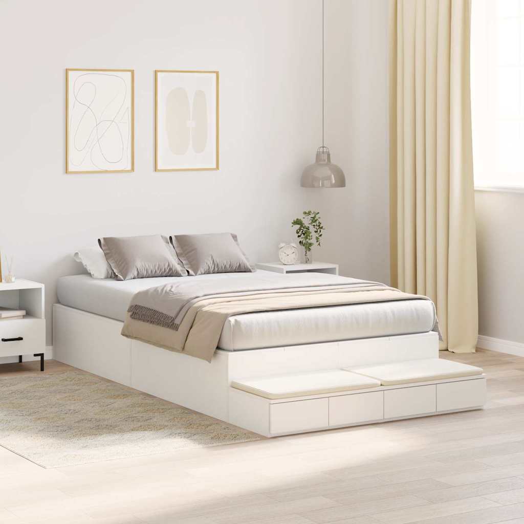 vidaXL Rama łóżka z miejscem na przechowywanie z szufladą Biały 120 cm