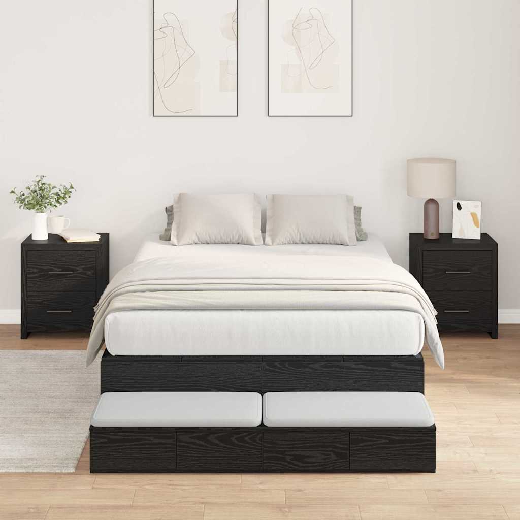 vidaXL Rama łóżka z miejscem na przechowywanie Czarny Dąb 120 cm