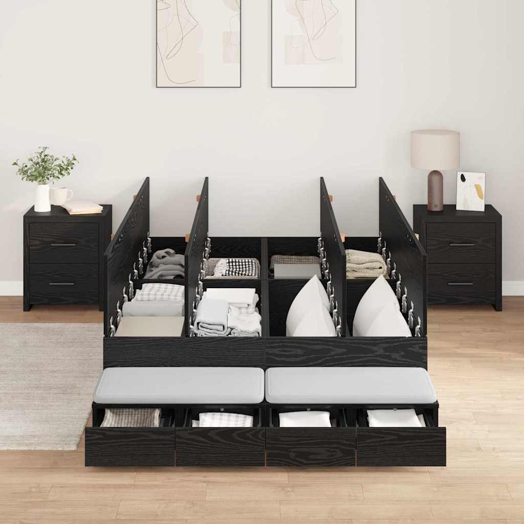 vidaXL Rama łóżka z miejscem na przechowywanie Czarny Dąb 120 cm