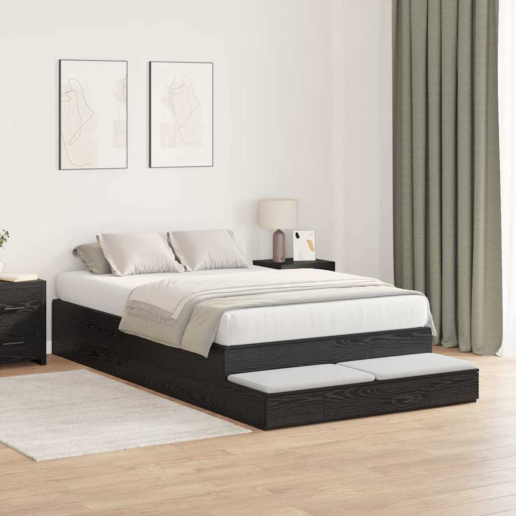 vidaXL Rama łóżka z miejscem na przechowywanie Czarny Dąb 120 cm