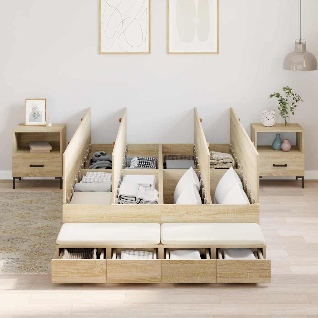 vidaXL Rama łóżka z miejscem na przechowywanie Dąb Sonoma 120 cm