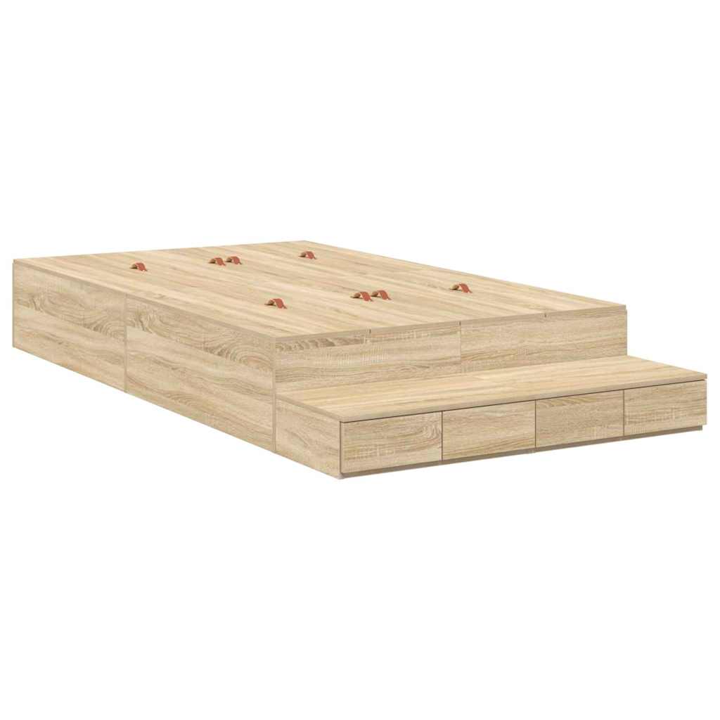 vidaXL Rama łóżka z miejscem na przechowywanie Dąb Sonoma 120 cm