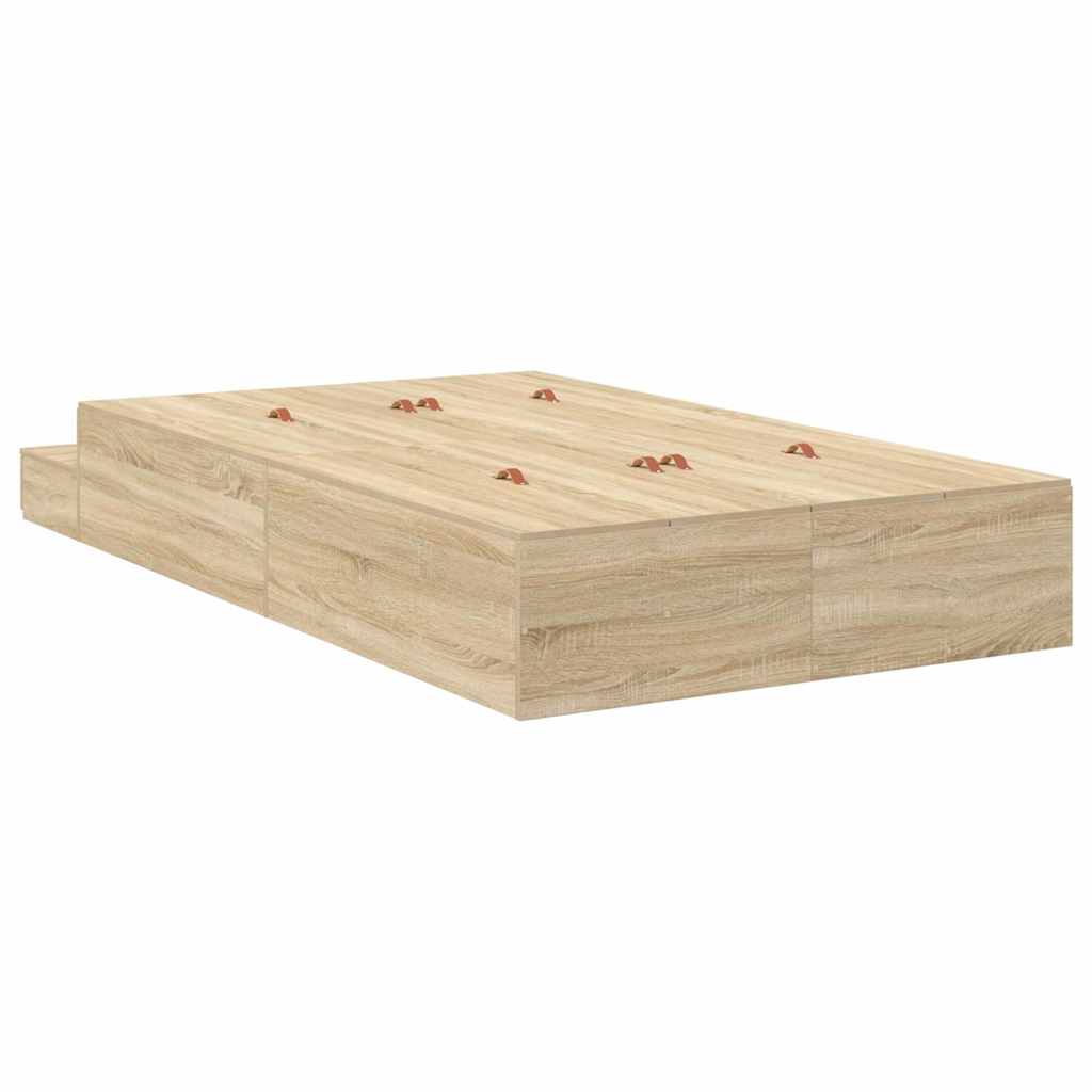 vidaXL Rama łóżka z miejscem na przechowywanie Dąb Sonoma 120 cm