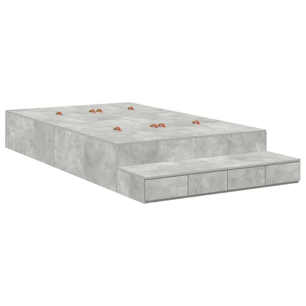 vidaXL Rama łóżka z miejscem na przechowywanie Betonowy szary 120 cm
