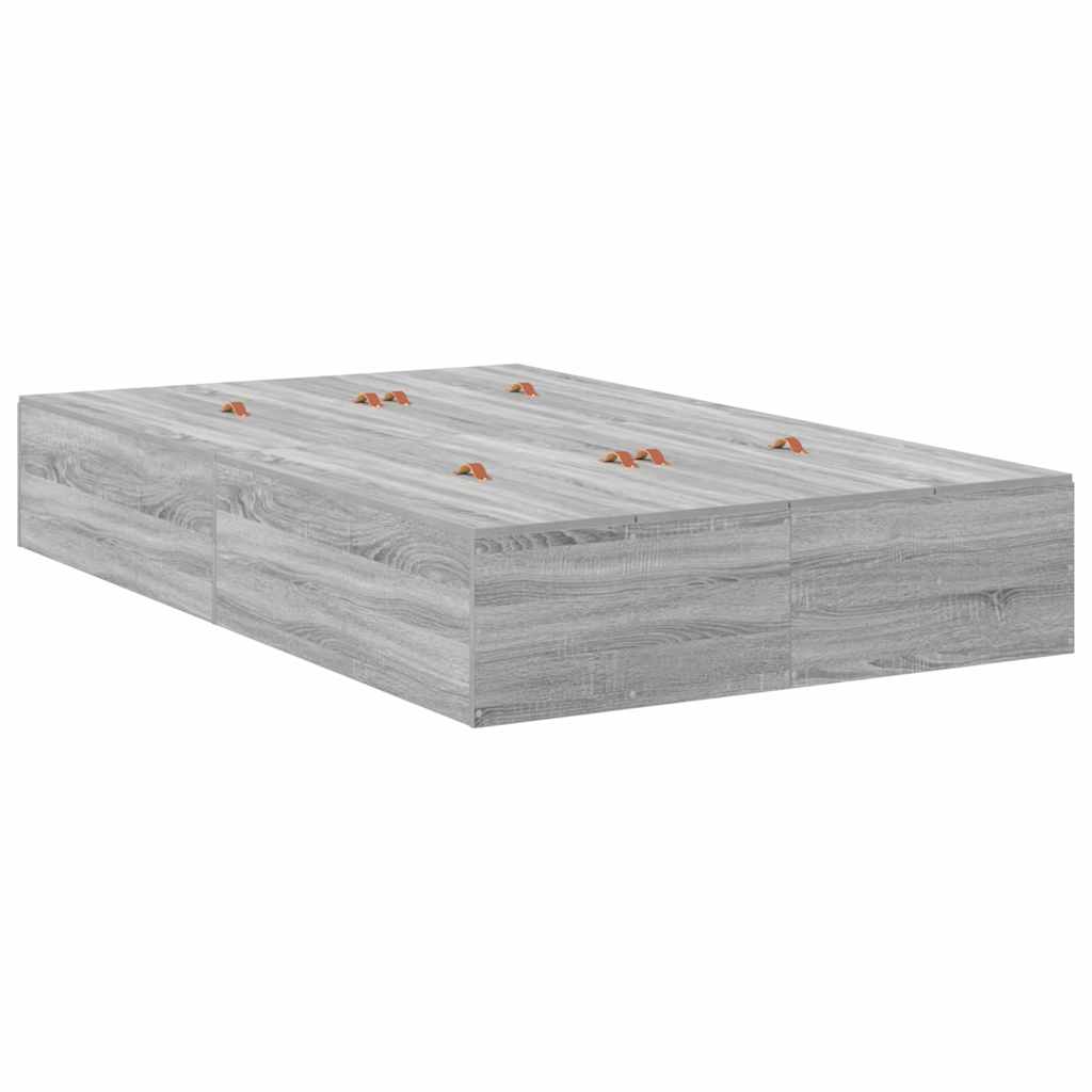 vidaXL Rama łóżka z miejscem na przechowywanie Szary Sonoma 120 cm