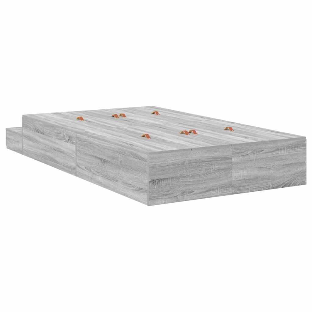 vidaXL Rama łóżka z miejscem na przechowywanie Szary Sonoma 120 cm