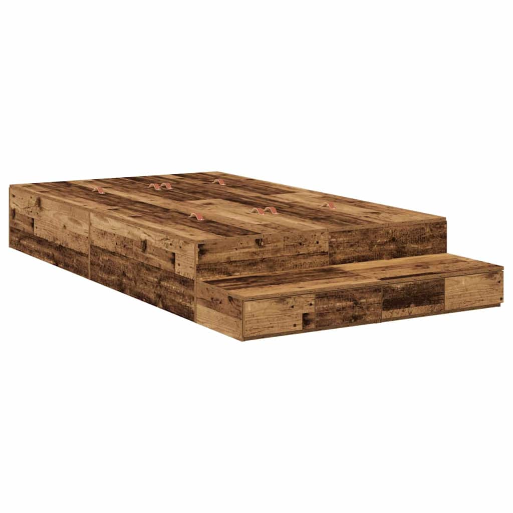 vidaXL Rama łóżka z miejscem na przechowywanie Stare drewno 120 cm