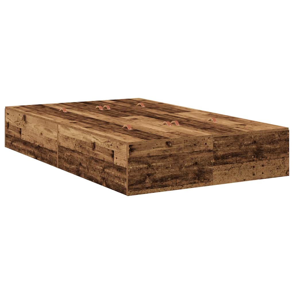 vidaXL Rama łóżka z miejscem na przechowywanie Stare drewno 120 cm